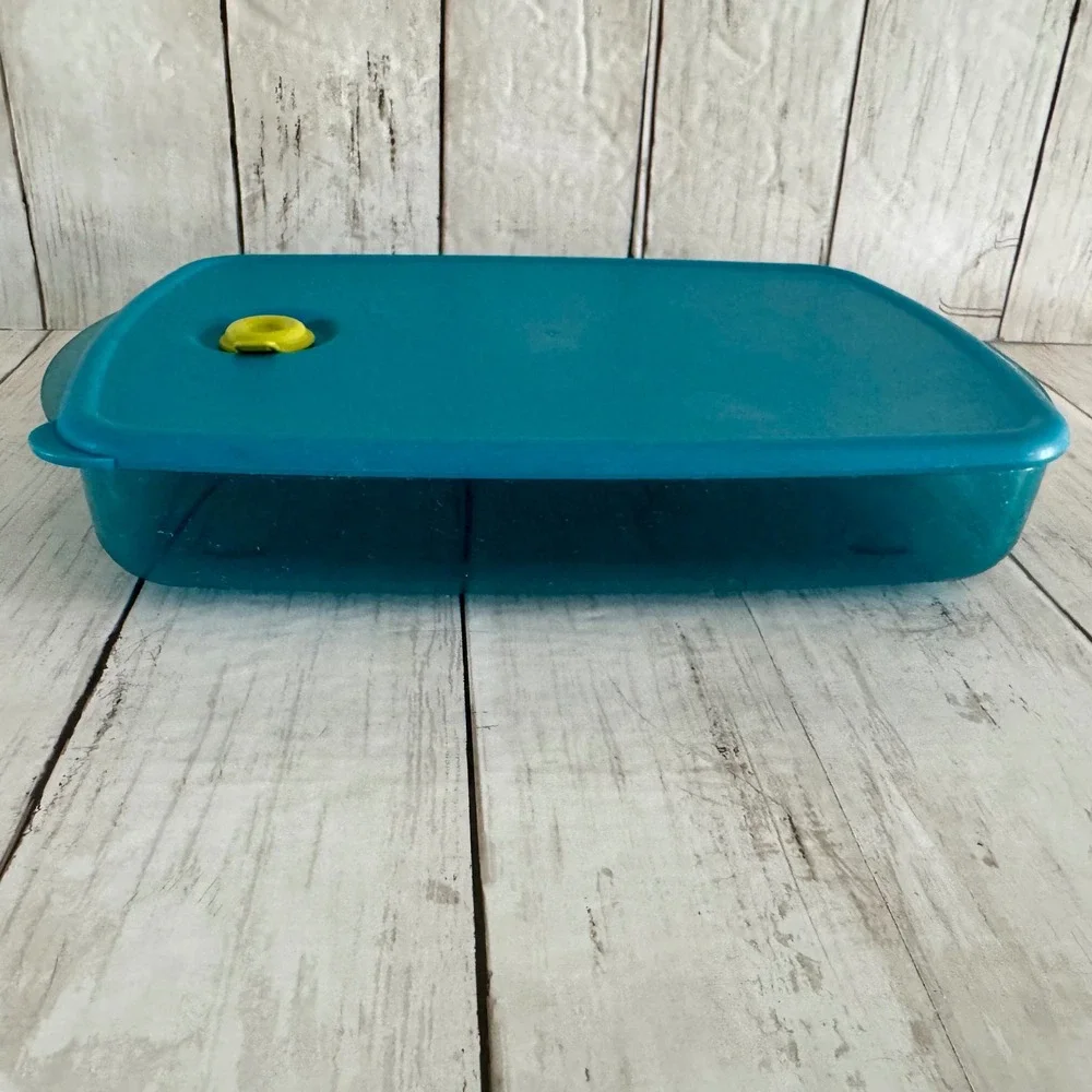 Tupperware Vent N Serve Divided Microwave Dish Peacock 3990A-1 Steam Vent